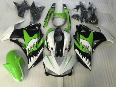Aftermarket 2015-2018 Lime Green and White Shark Yamaha R3 Motorcycle Fairing