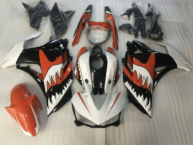 Aftermarket 2015-2018 Orange and White Shark Yamaha R3 Motorcycle Fairing