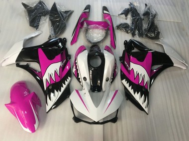 Aftermarket 2015-2018 Pink and White Shark Yamaha R3 Motorcycle Fairing