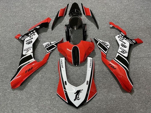 Aftermarket 2015-2019 Gloss Red & White Yamaha R1 Motorcycle Fairing