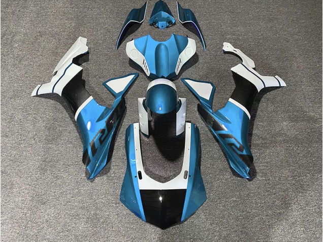 Aftermarket 2015-2019 Light Blue & Carbon Fiber Accents Yamaha R1 Motorcycle Fairing Aftermarket 2015-2019 Light Blue & Carbon Fiber Accents Yamaha R1 Motorcycle Fairing
