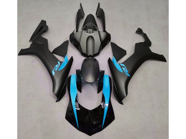 Aftermarket 2015-2019 Matte Black & Light Blue Yamaha R1 Motorcycle Fairing