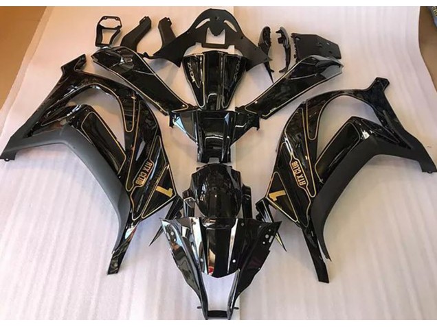 Aftermarket 2016-2019 Black and Gold Kawasaki ZX10R Motorcycle Fairing Aftermarket 2016-2019 Black and Gold Kawasaki ZX10R Motorcycle Fairing