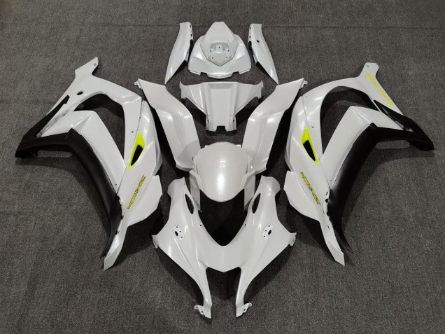 Aftermarket 2016-2019 Pearl White & Yellow Kawasaki ZX10R Motorcycle Fairing Aftermarket 2016-2019 Pearl White & Yellow Kawasaki ZX10R Motorcycle Fairing