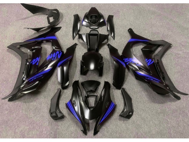 Aftermarket 2016-2019 Satin Black & Blue Kawasaki ZX10R Motorcycle Fairing