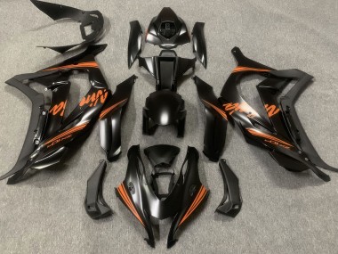 Aftermarket 2016-2019 Satin Black & Orange Kawasaki ZX10R Motorcycle Fairing