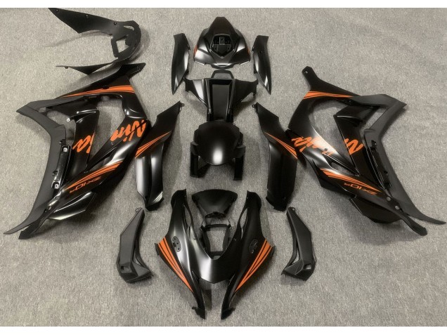 Aftermarket 2016-2019 Satin Black & Orange Kawasaki ZX10R Motorcycle Fairing Aftermarket 2016-2019 Satin Black & Orange Kawasaki ZX10R Motorcycle Fairing