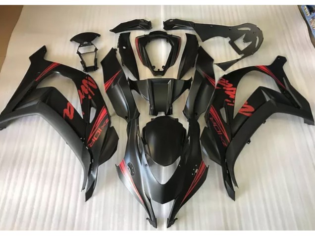 Aftermarket 2016-2019 Satin Black & Red Kawasaki ZX10R Motorcycle Fairing