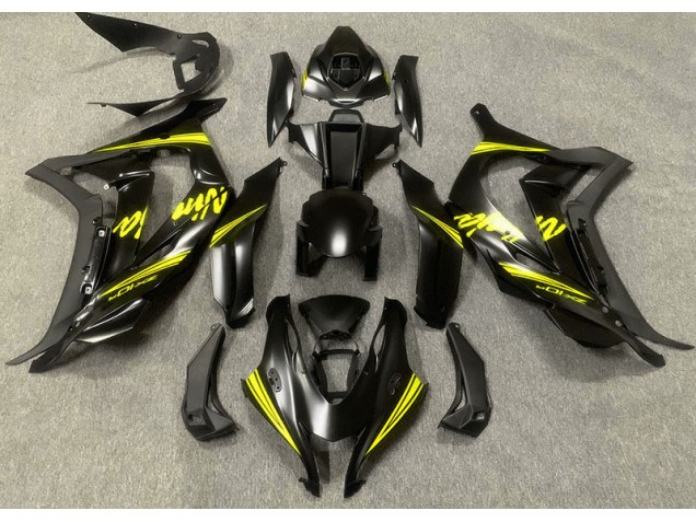 Aftermarket 2016-2019 Satin Black & Yellow Kawasaki ZX10R Motorcycle Fairing