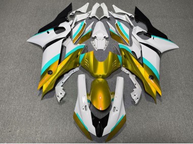Aftermarket 2017-2019 Gold and Light Blue Gloss Yamaha R6 Motorcycle Fairing