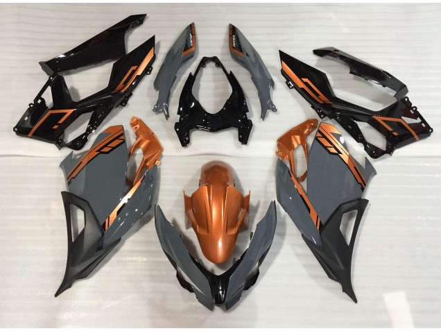 Aftermarket 2018-2020 Nardo Gray and Orange Kawasaki Ninja 400 Motorcycle Fairing Aftermarket 2018-2020 Nardo Gray and Orange Kawasaki Ninja 400 Motorcycle Fairing
