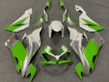 Aftermarket 2019-2020 Gloss Green White and Silver Kawasaki ZX6R Motorcycle Fairing
