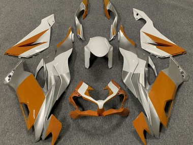 Aftermarket 2019-2020 Orange White and Silver Kawasaki ZX6R Motorcycle Fairing